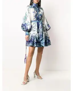 Zimmermann Glassy Placement Silk Mini Dress in Navy Phoenix Size 1 / AU 10 for rent on The Volte - image 1