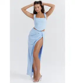 House of CB Vesper Soft Blue Maxi Skirt and Top Size 6 for rent on The Volte - image 2