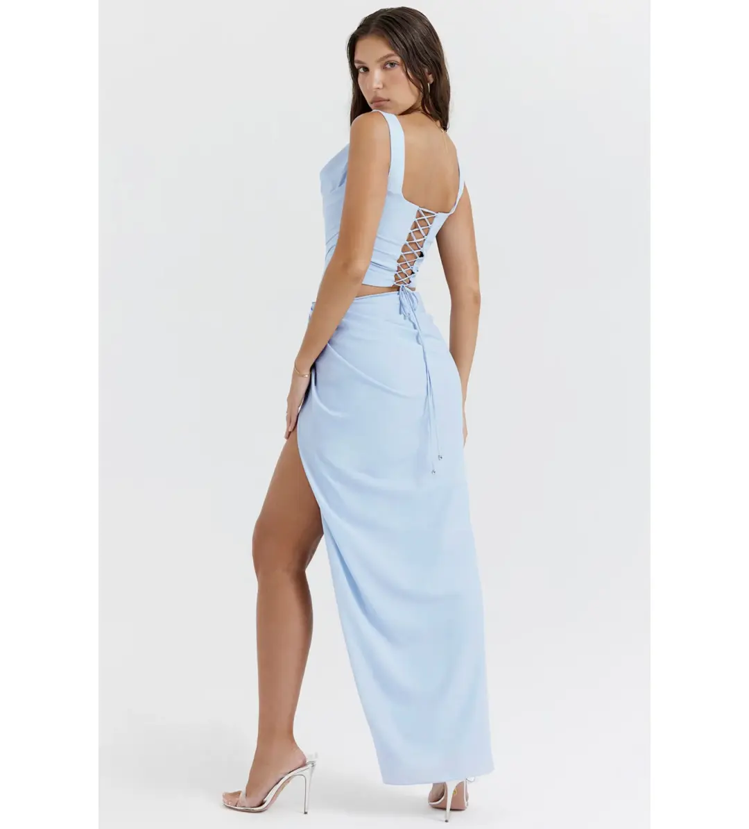 House of CB Vesper Soft Blue Maxi Skirt and Top Size 6 for rent on The Volte - main image