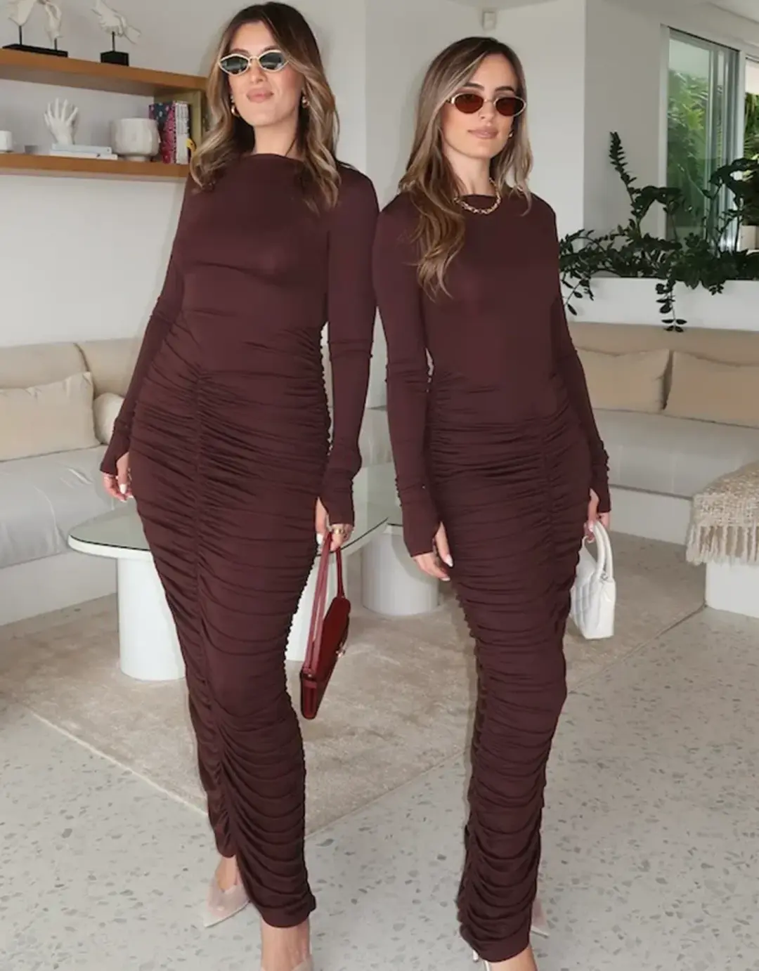 Sneaky Link Caterina Midi Dress Chocolate Size Small / Au 6 for rent on The Volte - main image