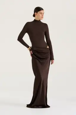 HENNE Soraia Long Sleeve Dress Chocolate Brown Size S / AU 8 for rent on The Volte - image 2