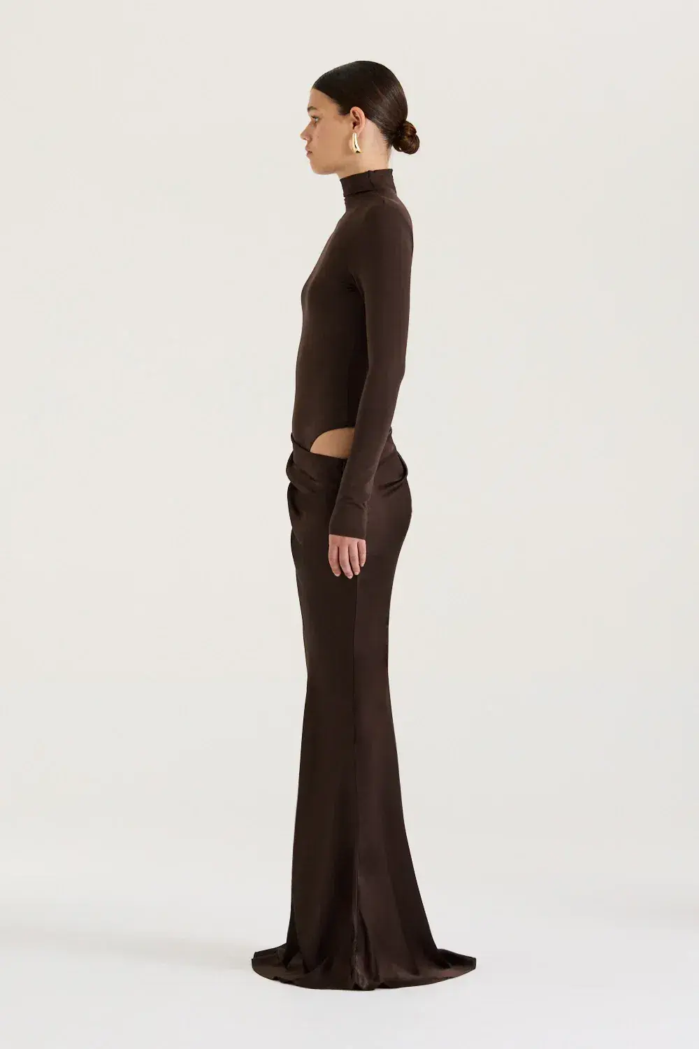 HENNE Soraia Long Sleeve Dress Chocolate Brown Size S / AU 8 for rent on The Volte - main image