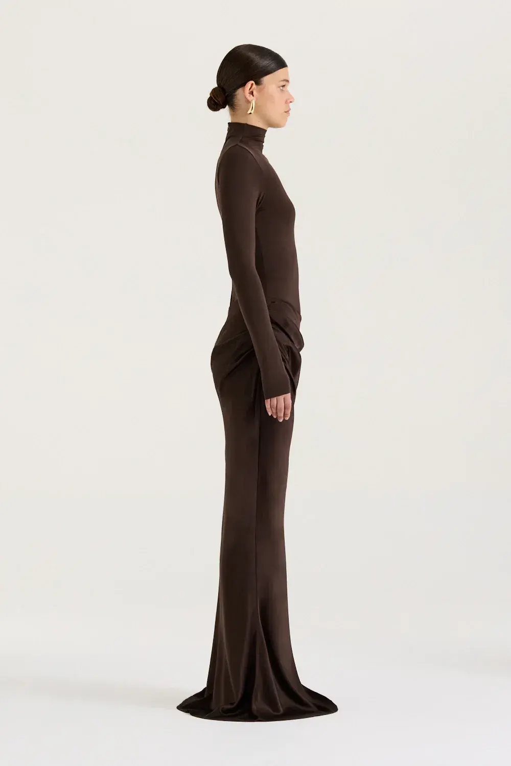 HENNE Soraia Long Sleeve Dress Chocolate Brown Size S / AU 8 for rent on The Volte - main image