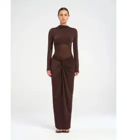 Benni Dora Maxi Dress Chocolate Size 10 for rent on The Volte - image 1