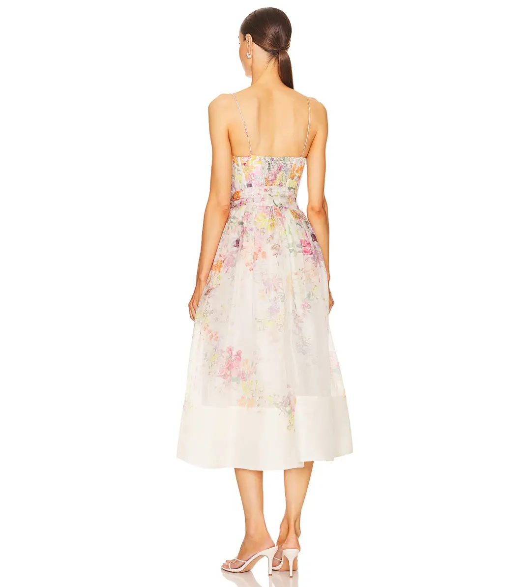 Zimmermann Natura Midi Corset Dress in Kaleidoscope Garden Floral Size 3 / AU 12 for rent on The Volte - main image