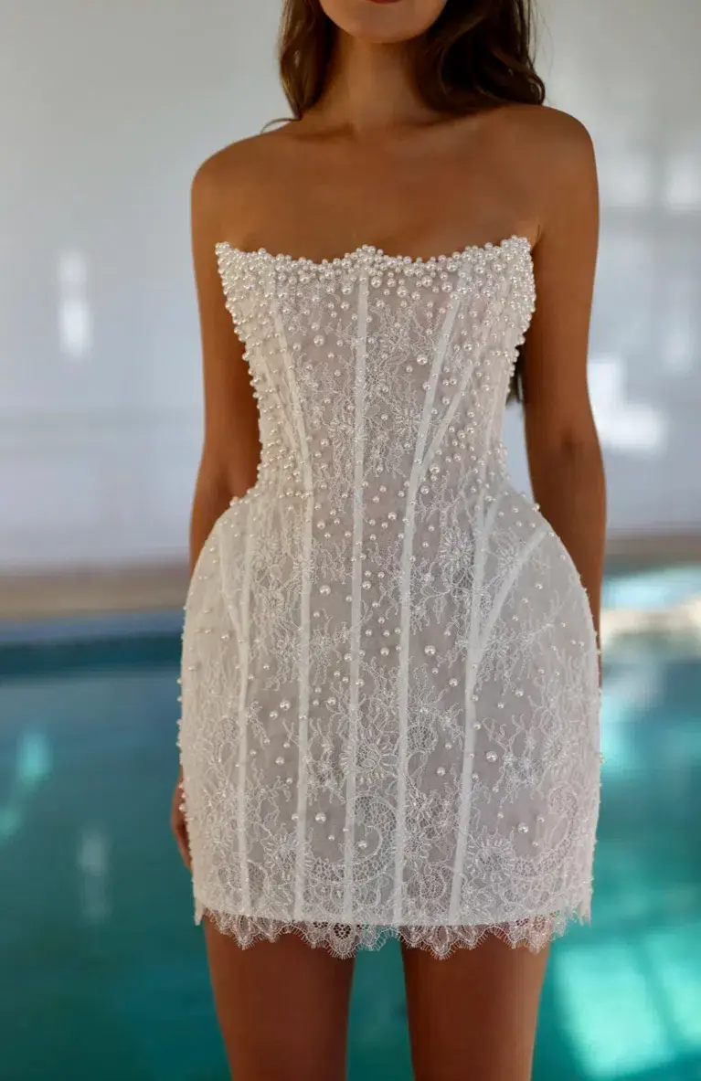 Rosie Etienne Olivia Mini Dress White Size 8 for rent on The Volte - main image