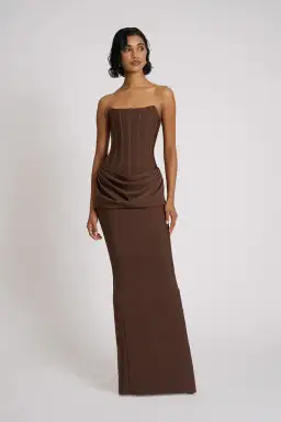 Eliya The Label Hilda Gown Maxi Brown Size AU 8