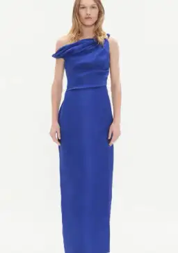 Aje Bridgette Midi Dress Bright Cobalt Size AU 8