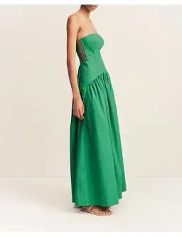 Maiori Lace Up Strapless Maxi Dress