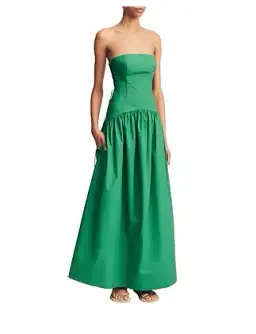 Maiori Lace Up Strapless Maxi Dress