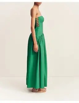 Maiori Lace Up Strapless Maxi Dress