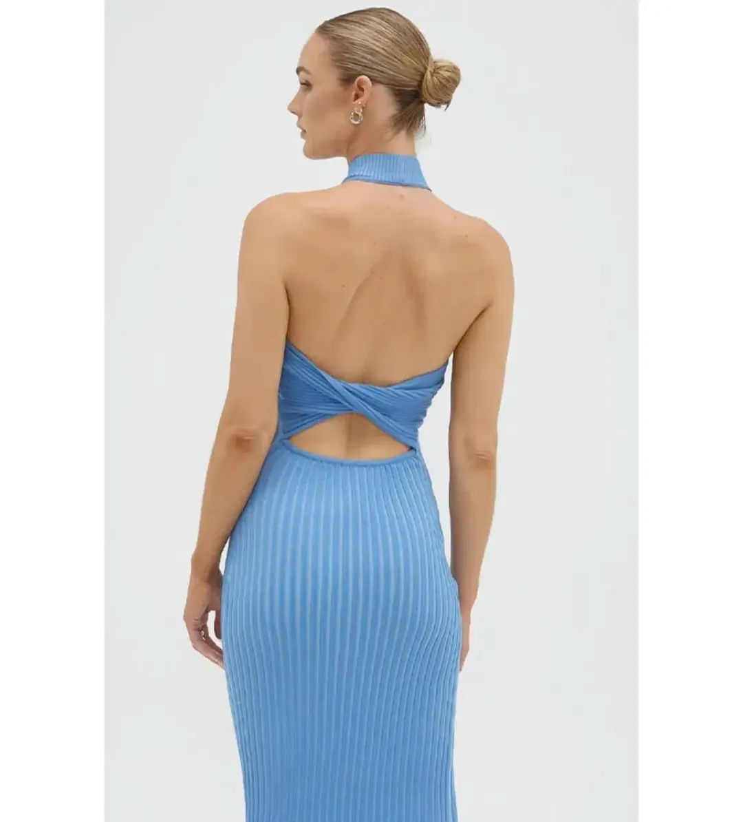 Sovere Intwine Reversible Knit Midi Dress Blue Size 10 for rent on The Volte - main image