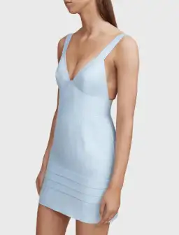 Acler Rowland Bodycon Linen Mini Dress Cloud Blue Size 8 for rent on The Volte - image 2