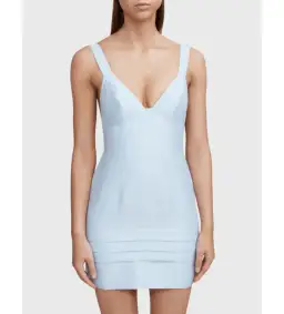 Acler Rowland Bodycon Linen Mini Dress Cloud Blue Size 8 for rent on The Volte - image 1