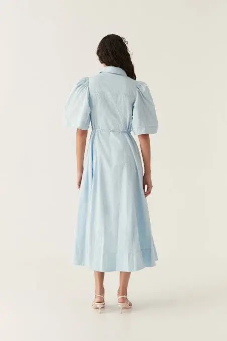 Aje Pivotal Tie Midi Dress Pale Blue Size 10 for rent on The Volte - main image