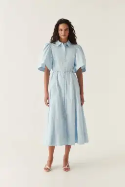 Aje Pivotal Tie Midi Dress Pale Blue Size 10 for rent on The Volte - image 1