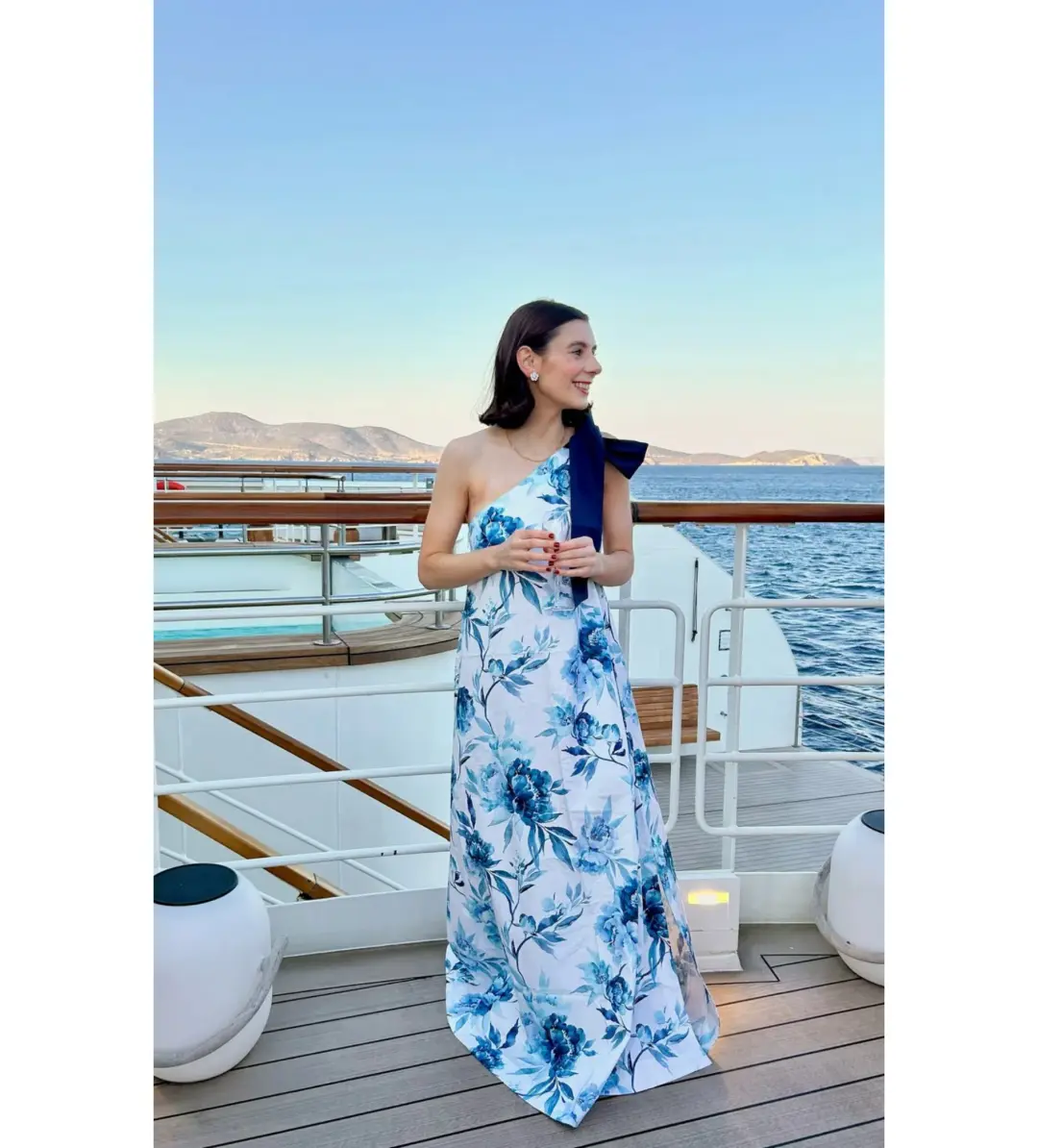 Aston Studio Mila Maxi Dress Cerulean Peony Size AU 10 for rent on The Volte - main image