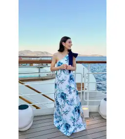 Aston Studio Mila Maxi Dress Cerulean Peony Size AU 10 for rent on The Volte - image 2