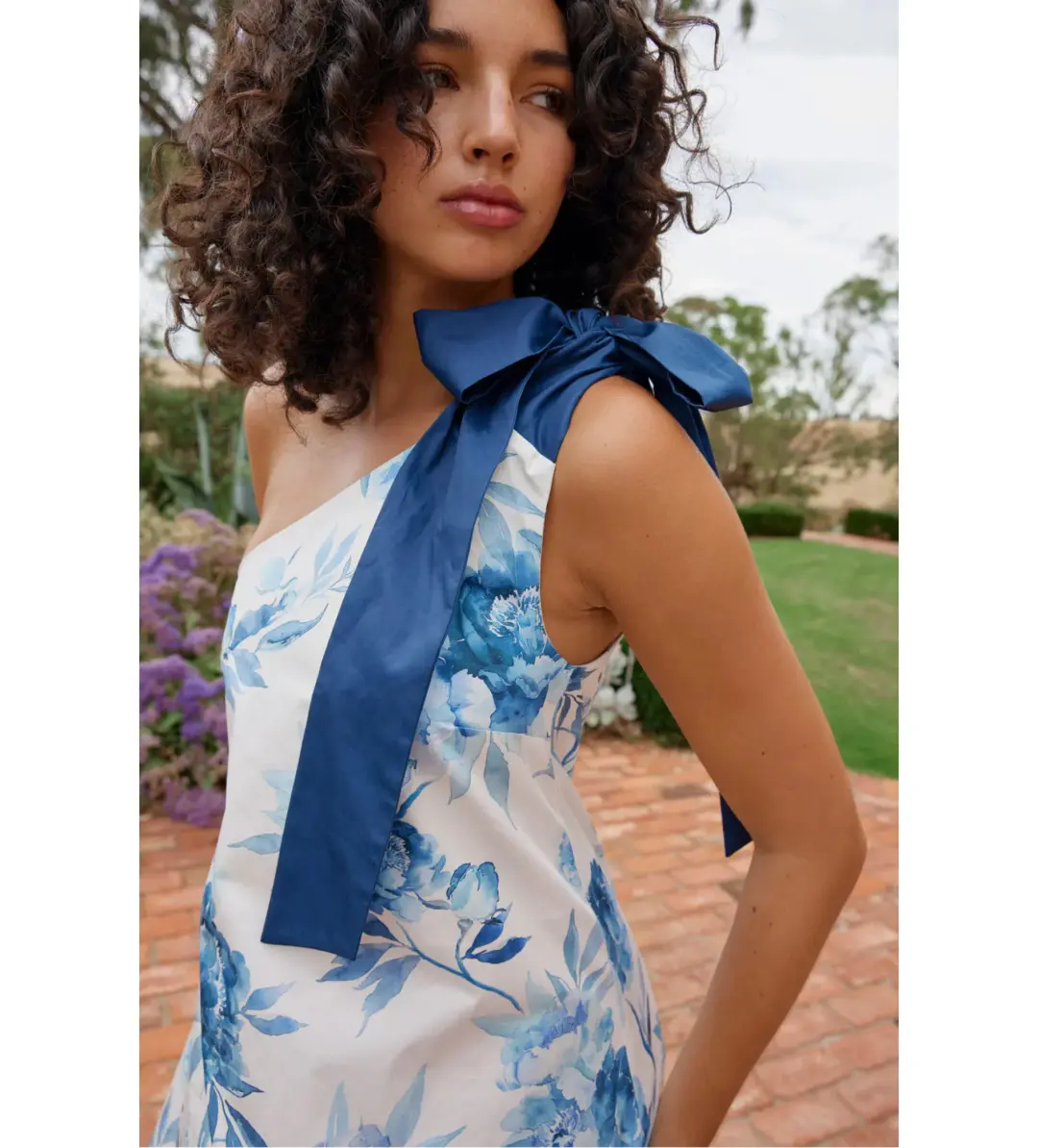 Aston Studio Mila Maxi Dress Cerulean Peony Size AU 10 for rent on The Volte - main image