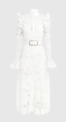 Leo Lin Aliyah Lace Butterfly Sleeve Midi Dress in Snow / White Size 10 for rent on The Volte - image 5