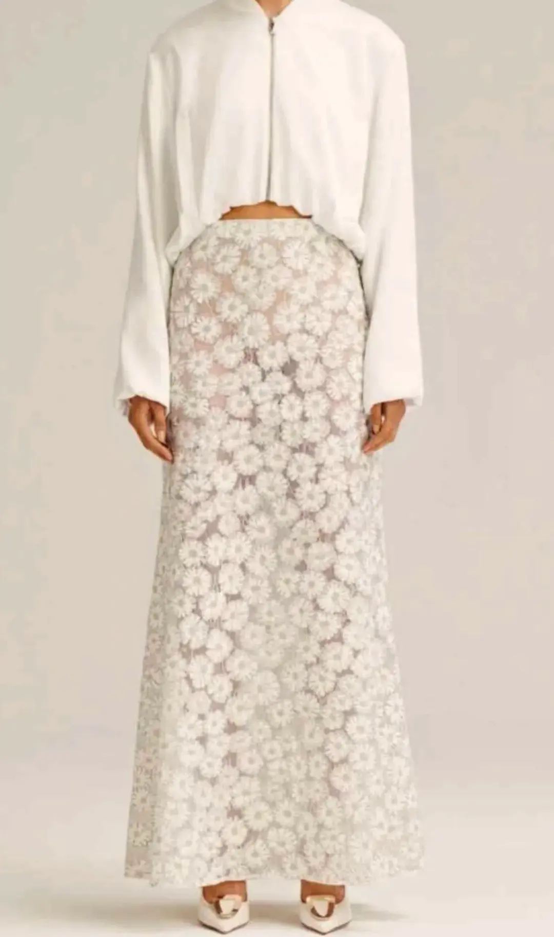 Scanlan Theodore Lace Maxi Skirt in White Size AU 8 for rent on The Volte - main image
