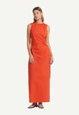 Sir the Label Anya Dress Midi Mandarin Red Size AU 8