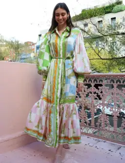 Alemais Checkmate Silk Midi Shirtdress Multi Size 12