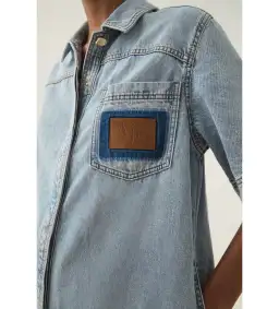 Aje Aura Denim Mini Tunic Dress Sea Spray Wash Size 6 for rent on The Volte - image 5