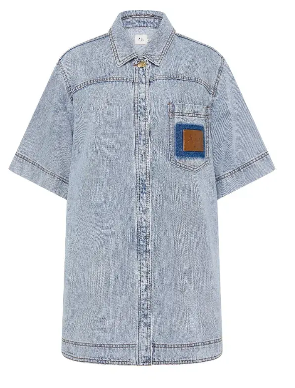 Aje Aura Denim Mini Tunic Dress Size AU 12 for rent on The Volte - main image