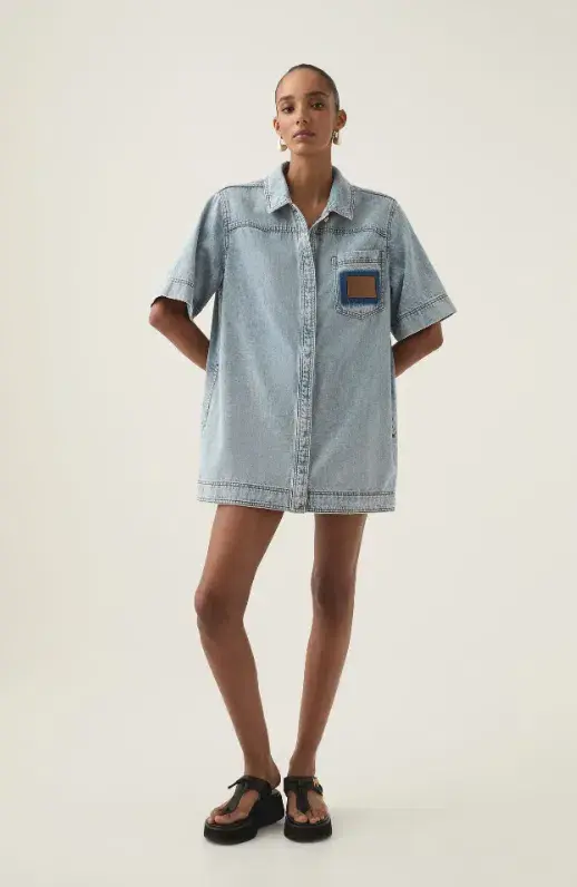 Aje Aura Denim Mini Tunic Dress Size AU 12 for rent on The Volte - main image
