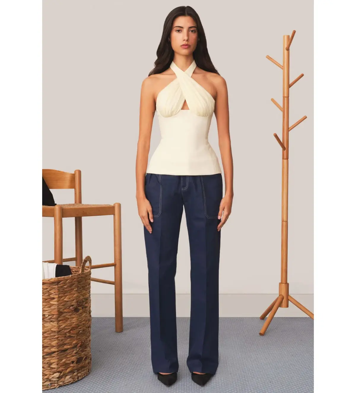 Tae Park Sculpted Halter Top Ivory Size S AU 8 - Image 2