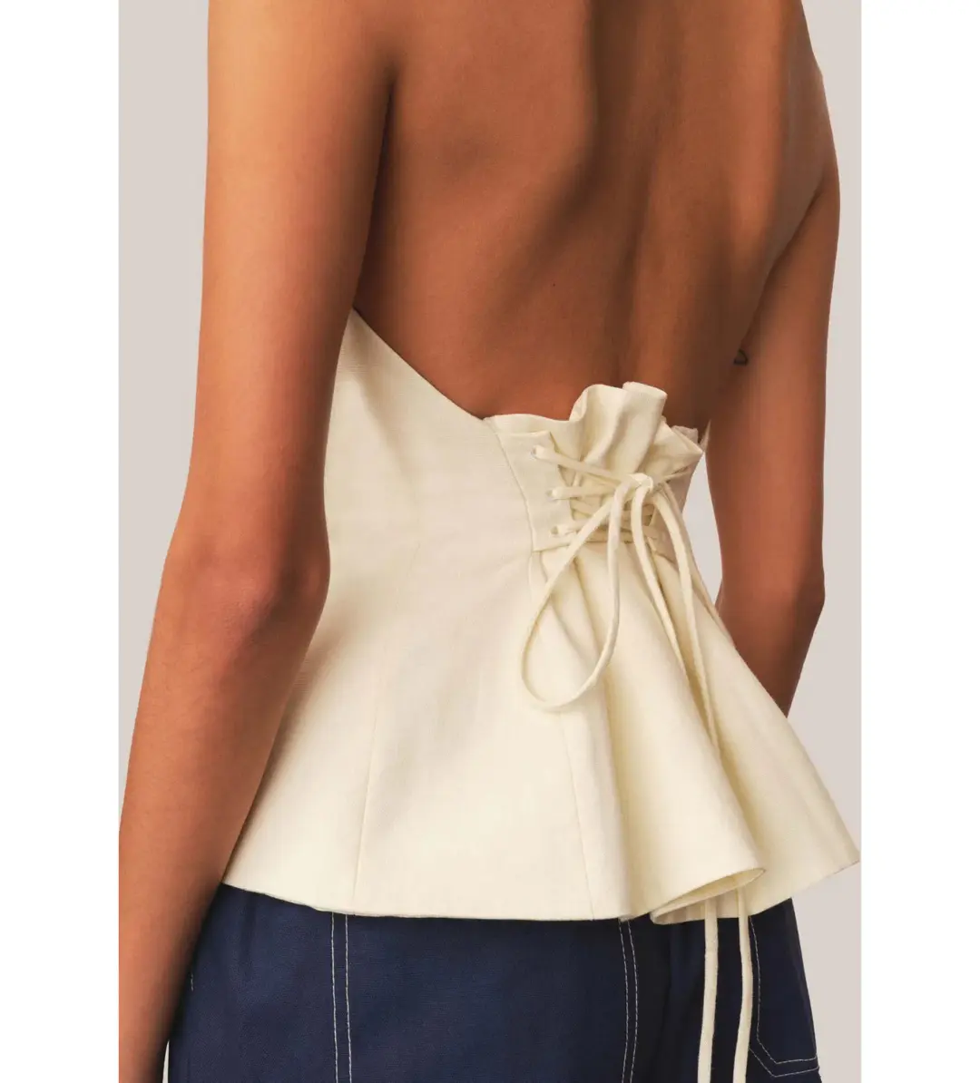 Tae Park Sculpted Halter Top Ivory Size S AU 8 for rent on The Volte - main image