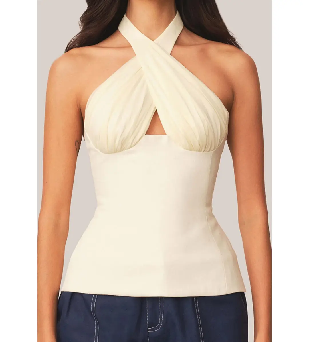 Tae Park Sculpted Halter Top Ivory Size S AU 8 for rent on The Volte - main image