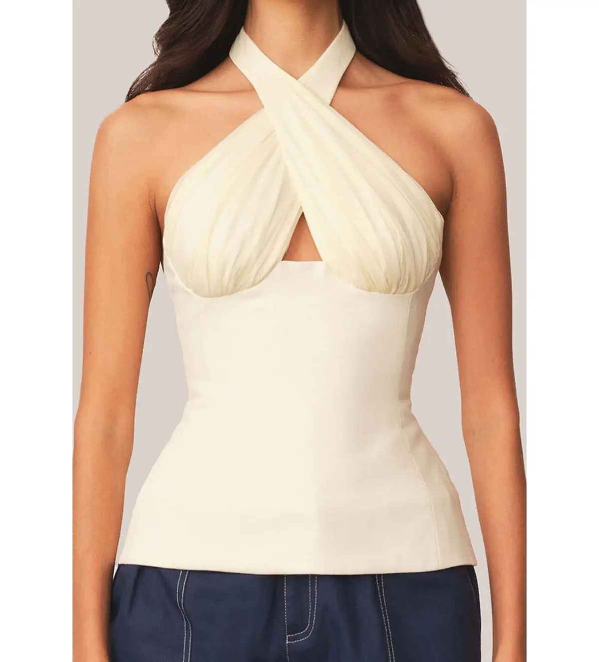 Tae Park Sculpted Halter Top Ivory Size S AU 8 - Image 1