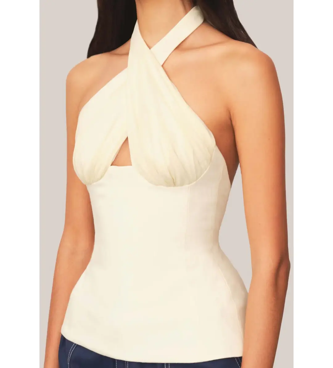 Tae Park Sculpted Halter Top Ivory Size S AU 8 for rent on The Volte - main image
