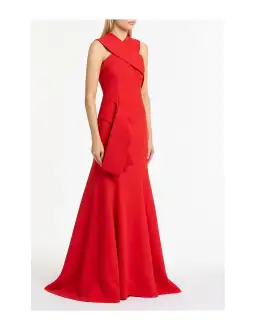 Carla Zampatti Crepe Fascia Cross Over Gown Red Size AU 6 for rent on The Volte - image 2