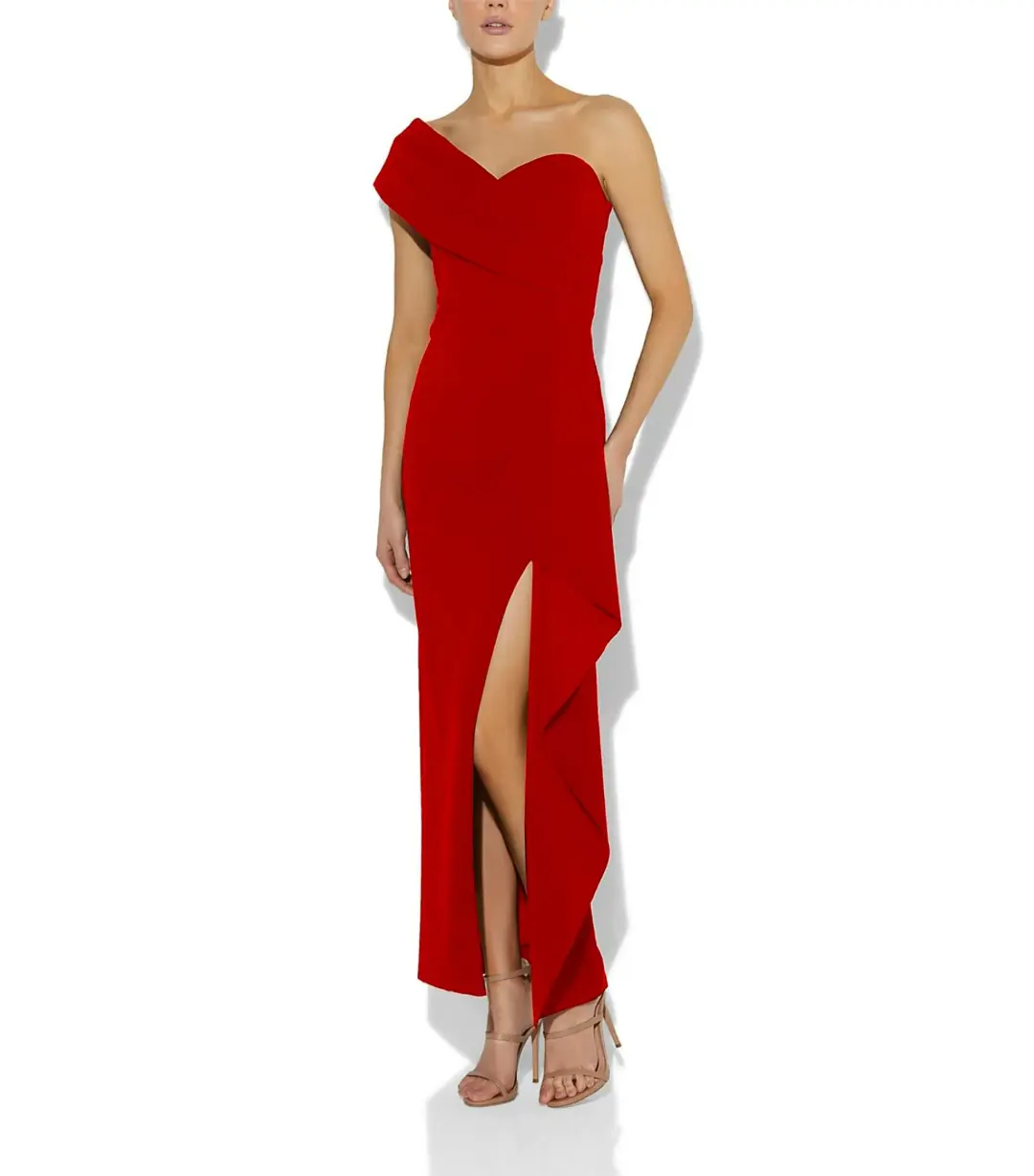 Montique Bella Stretch Crepe Maxi Gown Red Size AU 8 for rent on The Volte - main image