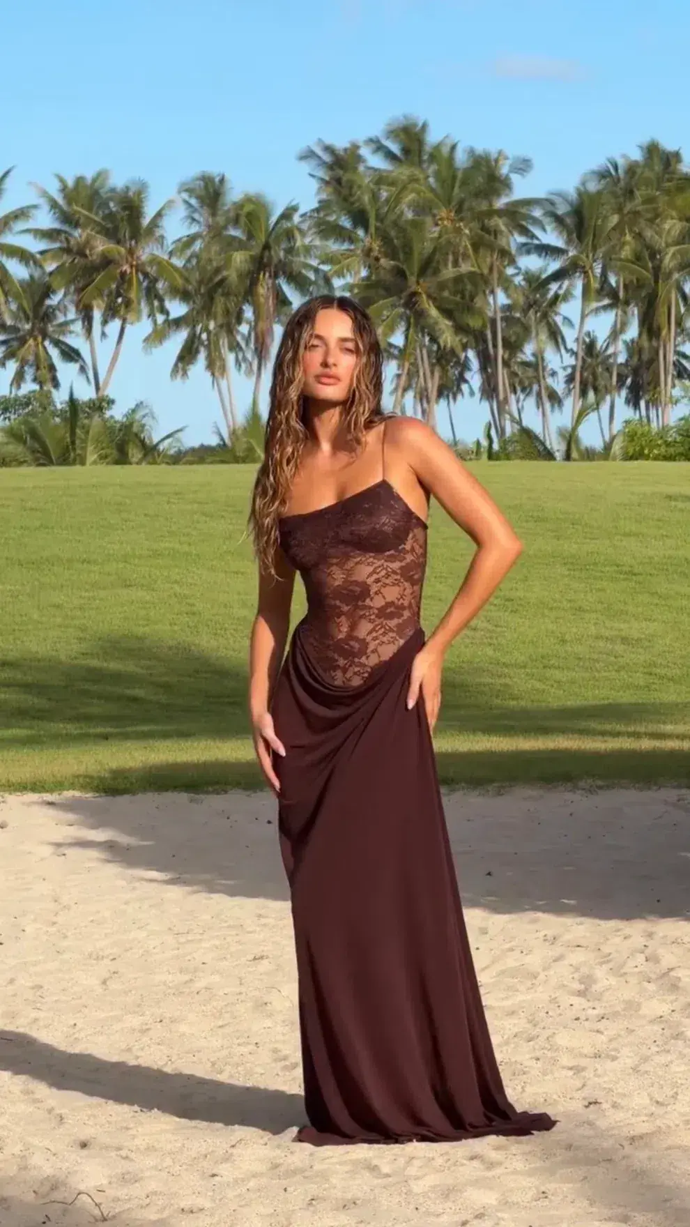 Natalie Rolt Sloane Maxi Dress in Brown Size 8 for rent on The Volte - main image