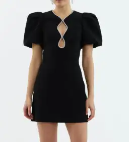Rebecca Vallance Estella Puff Sleeve Mini Dress Black Size AU 4 for rent on The Volte - image 1