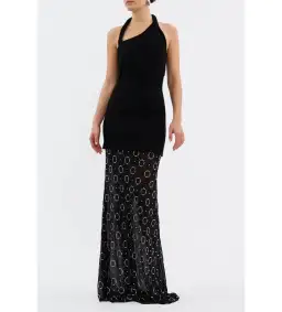 Rebecca Vallance Ellasandra Halter Gown Black Size 4 for rent on The Volte - image 1