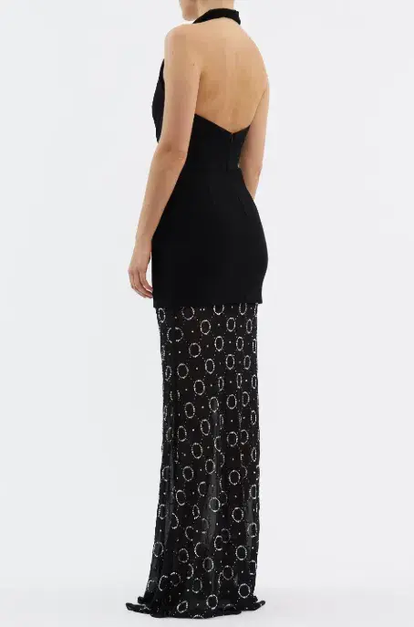 Rebecca Vallance Ellasandra Halter Gown Black Size 4 for rent on The Volte - main image