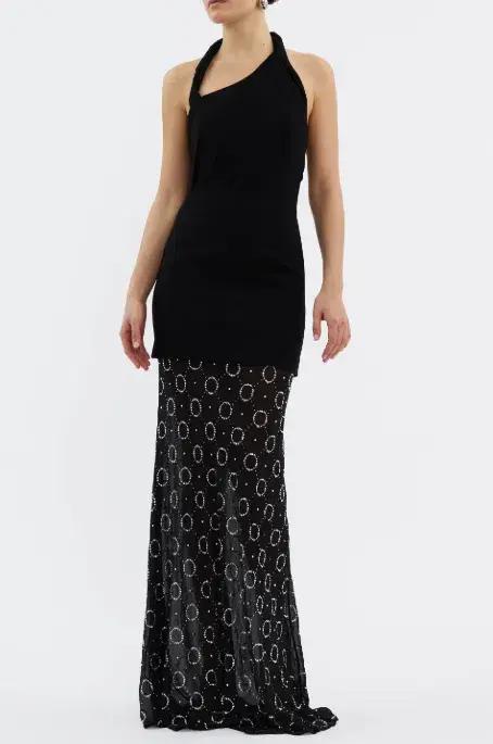 Rebecca Vallance Ellasandra Halter Gown Black Size 4 for rent on The Volte - main image