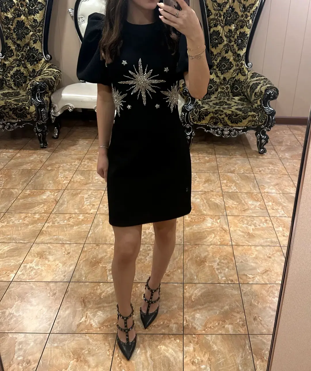 Rebecca Vallance Estella Mini Dress Black/Beaded Size 6 for rent on The Volte - main image