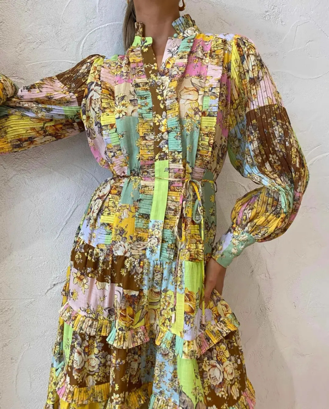 Alemais Matilde Pleat Shirt Dress Multi Size 10 for rent on The Volte - main image