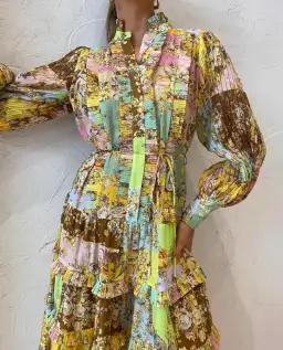 Alemais Matilde Pleat Shirt Dress Multi Size 10 for rent on The Volte - image 5