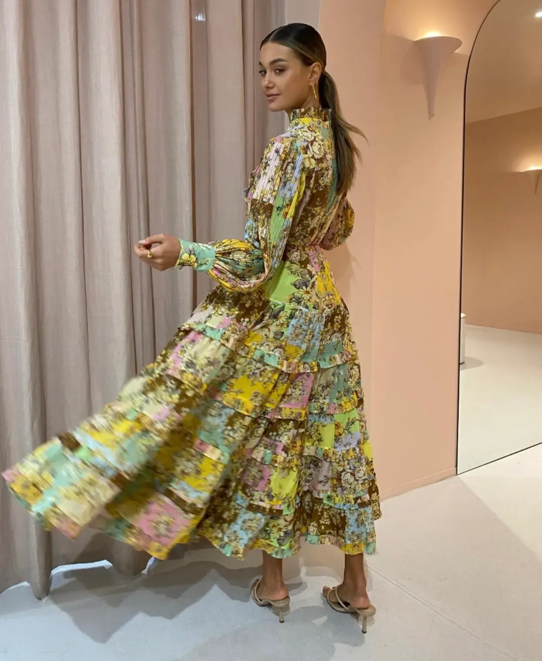 Alemais Matilde Pleat Shirt Dress Multi Size 10 for rent on The Volte - main image