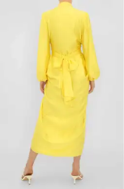 Carla Zampatti V-Neck Waterfall Midi Dress Yellow Size 10 for rent on The Volte - image 4