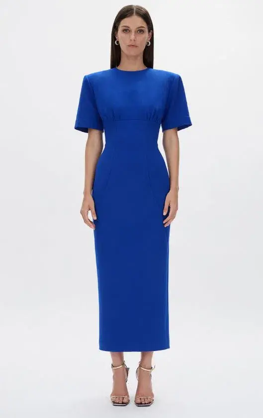 Rachel Gilbert Dover Short Sleeve Dress in Cobalt Size 12 for rent on The Volte - main image