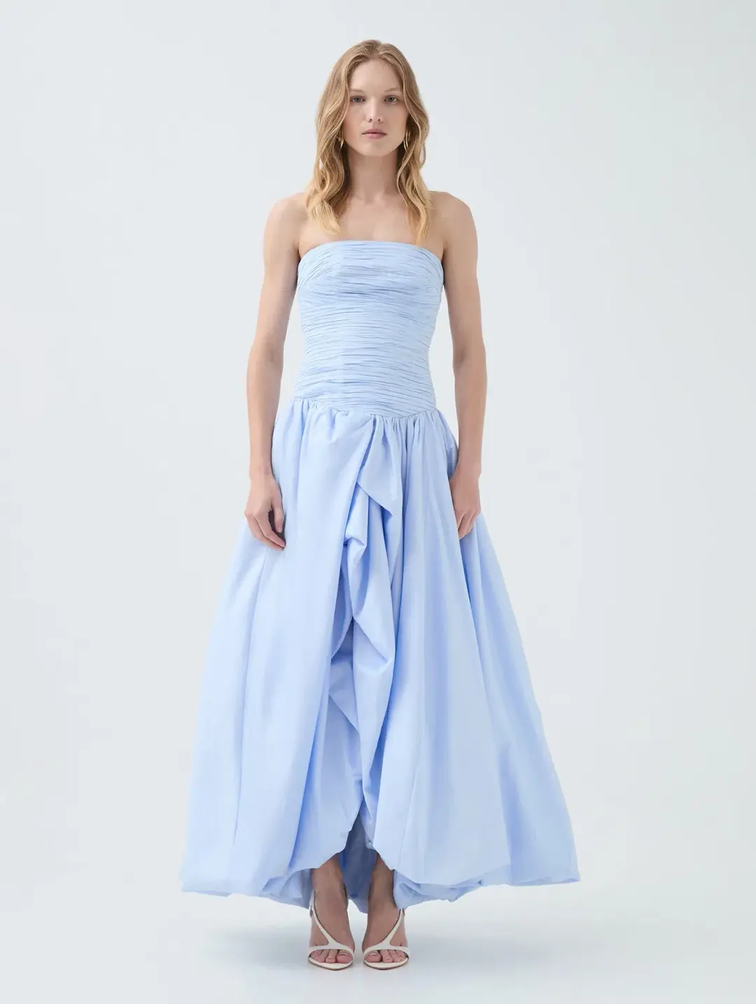 Aje Violette Bubble Hem Maxi Dress in Pearl Blue Size 12 for rent on The Volte - main image