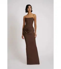 Eliya The Label Hilda Maxi Gown Brown Size AU 10 for rent on The Volte - image 1